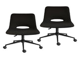2 Set Office Desk Chair - Loop Yarn Fabric Home Swivel Chair Cut-Out Seat HALO BLACK V274-FT-VOC-002BK-LBK2