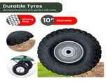 Wallaroo Steel Mesh Garden Trolley Cart 300kg Capacity Wheel - Green GMC-H38-GN