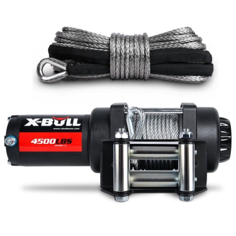 X-BULL 4500LB Electric Winch 12V Winch Boat Trailer ATV Steel Cable With 5.5MX13M Synthetic Rope V211-AUEB-AXEW017XBSR002