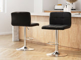 Artiss 2x Bar Stools Leather Gas Lift Black BA-TW-NEW1055-BKX2