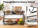 5-Star Chef 2 Tier Fruit Basket Bowl Detachable Kitchen Food Storage Stand FB-STEEL-2L-BK