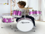 Karrera Mini 4-Piece Children Drum Kit Set Wooden with 2 Toms Bass Pedal Snare Stool Metallic P 4PC-DRUM-PU