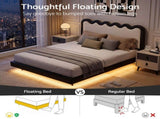 Artiss Double Bed Frame, Floating Design with RGB LED and USB Charging BFRAME-G-NUBO-D-BW-AB
