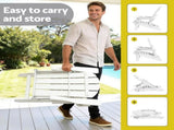 Gardeon Outdoor Table and Chairs HDPE Folding Adirondack Beach Chair Patio Furniture White FF-BEACH-3HEFD-WH