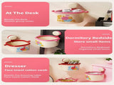 2-Pack Cream Red & Cream Powder Cute Suction Cup Wall-Mounted Trash Bin with Bag Press Ring and Wide V888-ELOSUNG49555