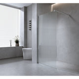 120cm Reeded Single Shower Glass Screen with Black Wall Channel & Round Pole V63-920491