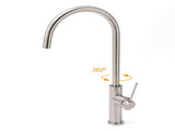 Brushed Nickel 435mm Tall Slim Round Kitchen Laundry Sink Mixer Faucet Tap Spout V1233-KPL501N