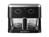 Devanti 4.5L Glass Air Fryer Kitchen Oven Knob Control 1350W Healthy Cooker Black AF-K-H-4Z5L-BK