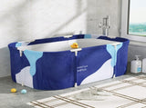 Weisshorn Foldable Bathtub PVC Spa Bucket Inflatable Cushion 114x62cm Navy Blue FB-PVC-120-DB