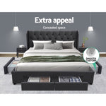 Artiss Bed Frame King Size with 4 Drawers Charcoal MILA BFRAME-F-MILA-K-CHA-ABC