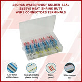 250PCS Waterproof Solder Seal Sleeve Heat Shrink Butt Wire Connectors Terminals V63-836721