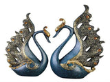 2PCS Peacock Ornaments Natural Resin Desktop Peacock Sculpture for Wine Cabinet TV Cabinet Home Blue V1294-YM0626-3115220162111