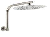 Brushed Nickel 12" Round Rainfall Shower Head 360&degSwivel Gooseneck Wall Arm Set V1233-A619NKSR112N