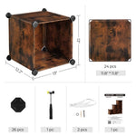 SONGMICS 6 Cube Storage Organizer and Storage with Rubber Mallet Rustic Brown V227-8498402112140