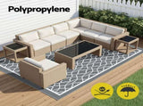 Gardeon Outdoor Rugs 274x366cm Large Carpet Reversible Area Mat PP Dual-Sided Patio Rug OR-9X12FT-OGEE-GY