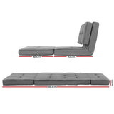 Artiss Floor Lounge Single Sofa Bed Grey Fabric FLOOR-SBL-19LIN-LI-GY