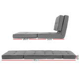 Artiss Floor Lounge Single Sofa Bed Grey Fabric FLOOR-SBL-19LIN-LI-GY