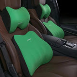 Green Memory Foam Car Seat Neck and Lumbar Support Set - Ergonomic Cushion for Office, Home, and V888-ELOSUNG17201