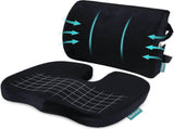 Memory Foam Seat & Back Cushion Set - Ergonomic Support for Car or Office Chairs V1263-JX-3595