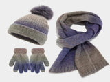 Unisex Winter Set Knit Hat Scarf Touch-Screen Gloves Winter Accessories Warm - Purple - Size L V1347-939-38082-PUR-L