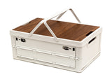 White Collapsible Medium Side-Open Handle Storage Box with Wooden Table Top - Car Trunk V888-ELOSUNG39957