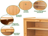 CARLA HOME Double Layer Bamboo Bread Box for Kitchen Counter with Large Capacity and Transparent LSB-36092