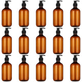 15PCS Amber Soap Dispenser, 16.9oz Empty Plastic Pump Bottles, Refillable Shampoo Dispenser, V1369-AZ3-W-08817