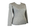 Ladies Soft Pure Wool Knit Long Sleeve Top Womens T Shirt Winter Base Layer - Made in Australia V563-6550-GREYMARLE-L