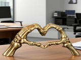 Halloween Resin Abstract Skeleton Statue Love Ornaments Heart Shape Finger Gesture Figurines V1366-AZ2-W-16606