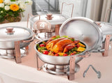 Chafing Dish Buffet Set, 5 Qt 4 Pack, Stainless Steel Chafer with 4 Full Size Pans, Round Catering V952-YXBXGSTGK4JTIXCAPV0