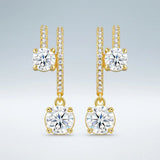 Elegant C-Shaped Drop Earrings Round Moissanite and Micro-Pave Setting, Crafted in 925 Silver V1341-ZY-RJHC842H-MOISSANITE-PREMIUMS925