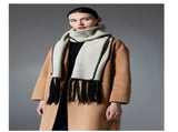Beige Contrast Edge & Tassel Scarf - Chic Autumn/Winter Neckwear V888-ELOSUNG31029