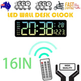 16" Green gradient color Large Digital Big Jumbo LED Wall Desk Clock Display With Temperature V201-FAZ0016GR8AU