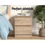 Artiss Bedside Table 2 Drawers - PEPE Oak FURNI-E-PURE-WD