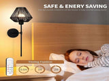 Battery Operated Wall Sconces Set of 2, Boho Rattan LED, Rechargeable, Remote, RGB Dimmable V1263-JX-5791