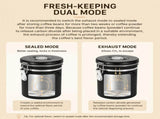 White 304 Stainless Steel Airtight Coffee Canister 1800ml Vacuum Seal Storage Jar with Date Tracker V888-ELOSUNG54367