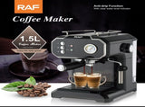 Semi-Automatic Espresso Coffee Machine with Steam Wand for Home and Small Office Use, Dual Cup V1341-ZY-V28MM92U-BLACK