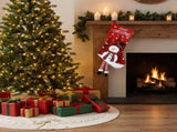 White Christmas tree skirt and snowman pattern stocking set - 122cm diameter tree skirt, holiday V888-ELOSUNG54470