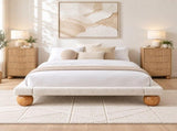 Artiss Queen Bed Frame and 2 Chest of Drawers Set, Boucle Upholstery Platform Bed BFRAME-G-DUNE-CDR-03-4DX2