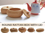 Tea Box Rattan Storage Box Hand-woven Storage Box with Lid Multifunctional Desk Storage Basket V1189-HB003ZSST00005