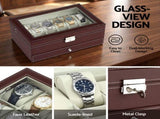 Embellir 12 Grids Watch Box Organizer Case Jewelry Display Storage Showcase WBX-2T-12SL-3020-BN