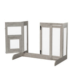 32" Tall Dog Door Gate Freestanding Adjustable Pet Barrier Gate Doorways Stairs V767-XPETDL78