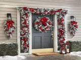 Red and White Flocking Holiday Wreath, swag, Garland, Christmas Wreath for Front Door - Xmas V1192-AZ-W-21071