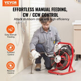 Drain Cleaner Machine Drain Auger 75FT x 3/8 Inch Manual Feed & 4 Cutters V952-SDJJKLSGDSTJXKYV3V3