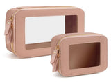 2pcs Travel Clear Makeup Bag Set, Cosmetic Bag Case with Zipper Portable Makeup Pouch Toiletry Bag V1192-AZ-W-0875