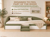 Artiss King Single Upholstered Daybed Sofa Bed with Centre Stairs, Olive XFSI-DBRK641KS-AB