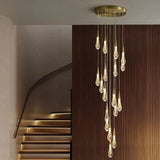 BAMDECOR LT12 18-Heads Solid Crystal Rain drop Chandelier High Ceiling Foyers Entrance Chandeliers V255-BAM-LT12-18-GOLD