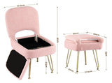 Artiss Storage Ottoman Vanity Stool Foot Stool Folding Back Pink FS-D-BACK02-PK