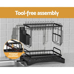 Cefito Dish Rack Expandable Drying Drainer Cutlery Holder Tray Kitchen 2 Tiers DR-D-02-BK