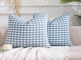Light Blue Farmhouse Buffalo Plaid Pillow Covers 18x18 Set of 2 Patio Outdoor Decor Neutral V1189-WXFWAL-20260319-01563